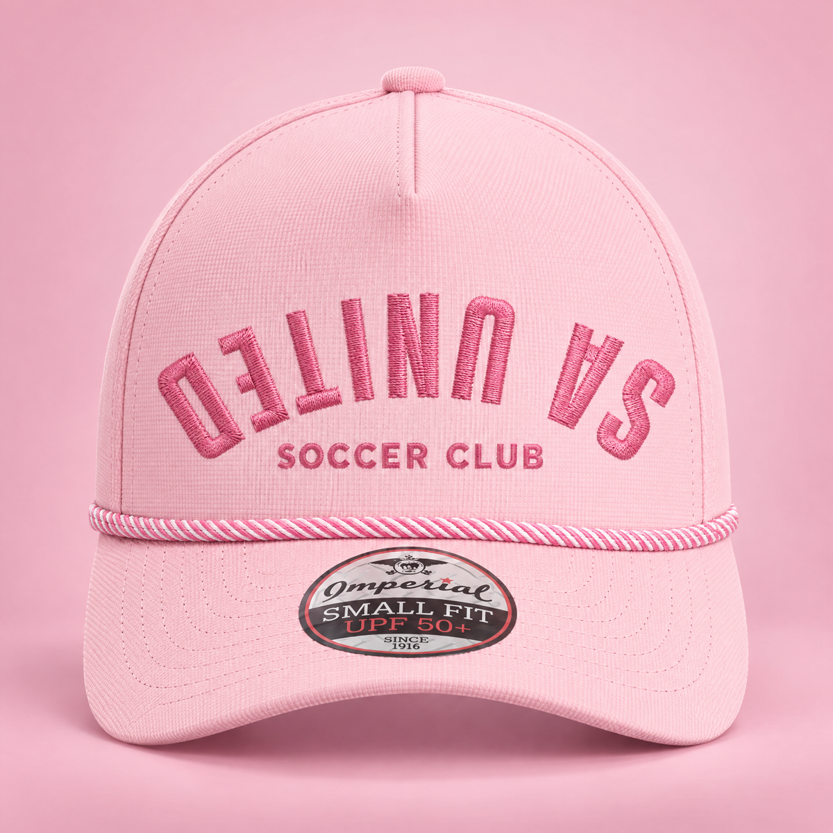 San Antonio United pink rope cap with tonal wordmark, front view